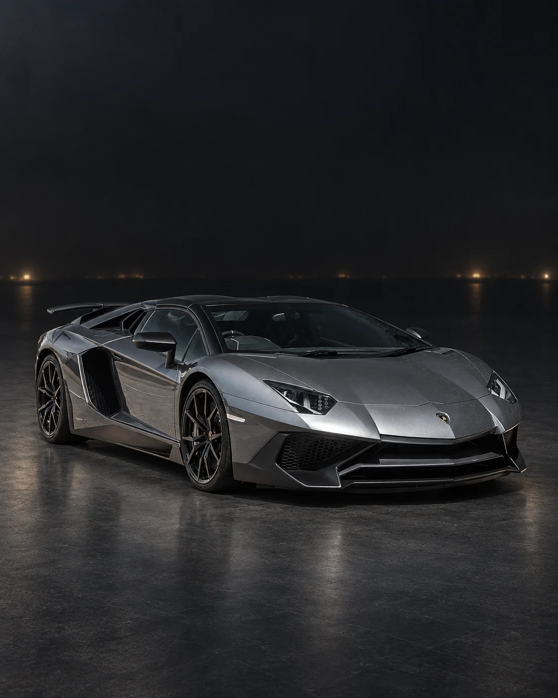 Lamborghini Aventador SV Roadster in Grigio Estoque, front three-quarter